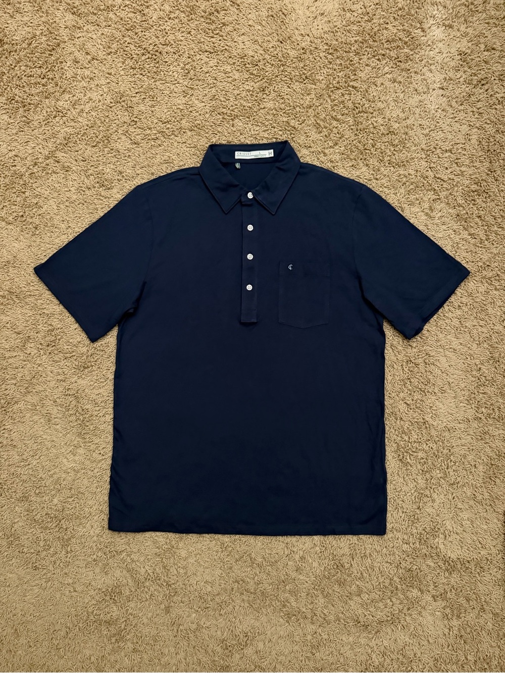 NWOT Criquet Players Shirt Polo Men Large Navy Blue Pima Cotton Stretch Pocket